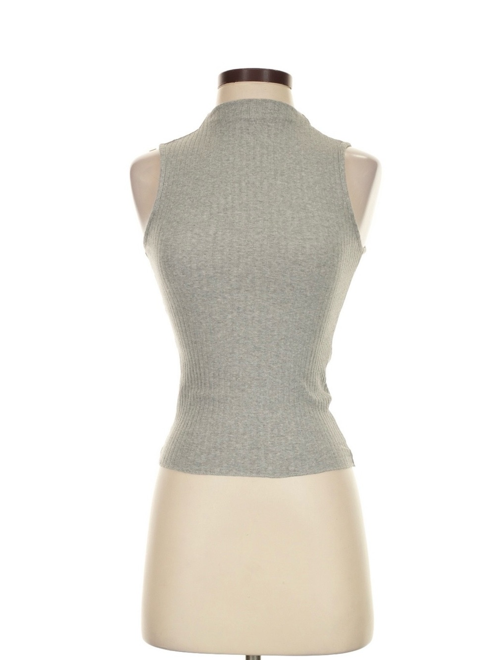 Zara Light Gray Ribbed Mock-Neck Tank